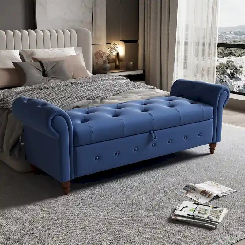 Panca Pouf Contenitore Trapuntata Multicolore con Braccioli Arrotondati – 1 Posto