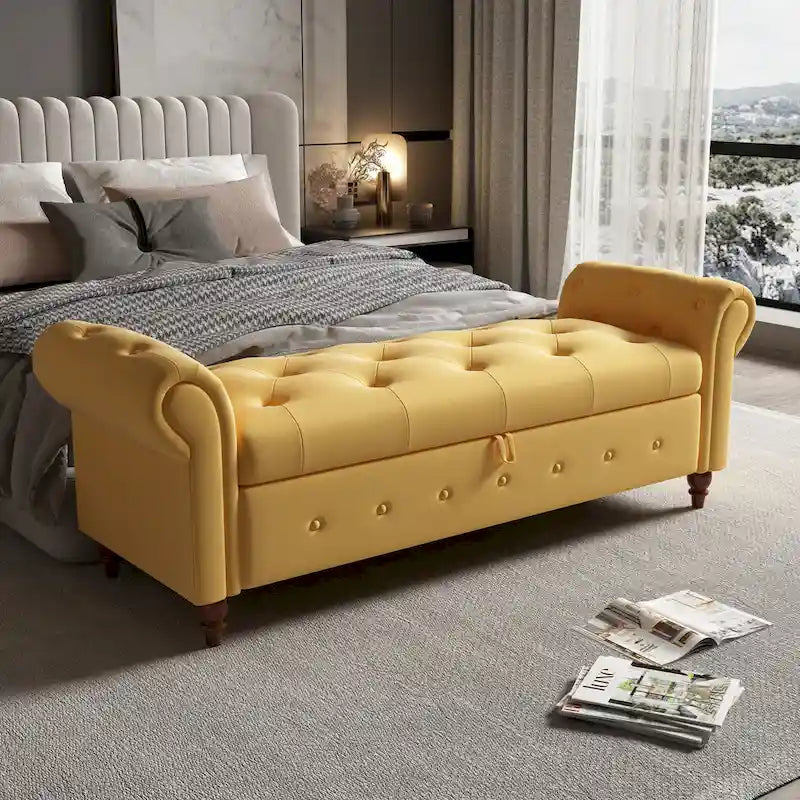 Panca Pouf Contenitore Trapuntata Multicolore con Braccioli Arrotondati – 1 Posto
