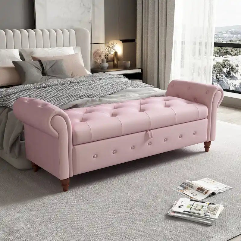 Panca Pouf Contenitore Trapuntata Multicolore con Braccioli Arrotondati – 1 Posto