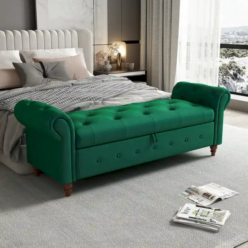 Panca Pouf Contenitore Trapuntata Multicolore con Braccioli Arrotondati – 1 Posto