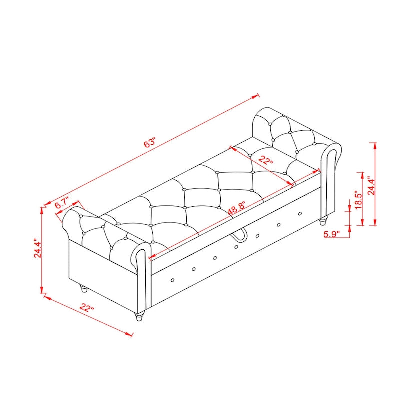 Panca Pouf Contenitore Trapuntata Multicolore con Braccioli Arrotondati – 1 Posto