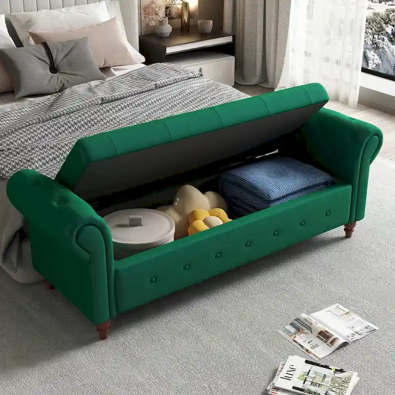 Panca Pouf Contenitore Trapuntata Multicolore con Braccioli Arrotondati – 1 Posto