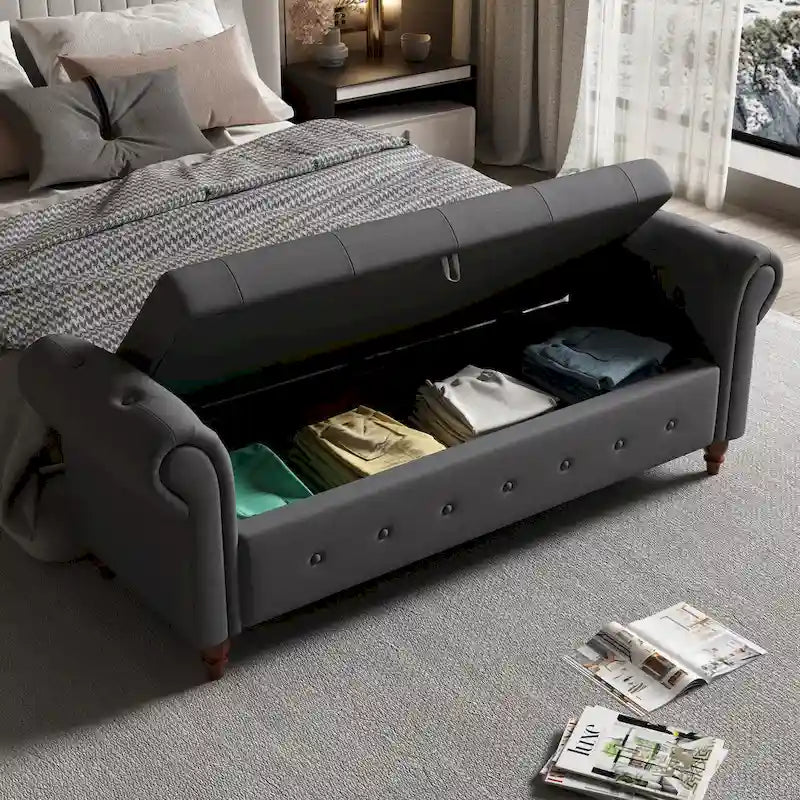 Panca Pouf Contenitore Trapuntata Multicolore con Braccioli Arrotondati – 1 Posto