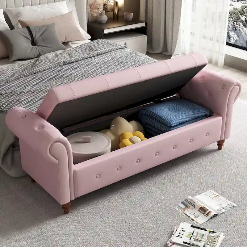 Panca Pouf Contenitore Trapuntata Multicolore con Braccioli Arrotondati – 1 Posto