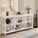 Tavolo consolle a 3 ripiani per divano, in stile industriale, grigio / marrone / noce / bianco, con 1-2 spazi a sedere