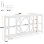 Tavolo consolle a 3 ripiani per divano, in stile industriale, grigio / marrone / noce / bianco, con 1-2 spazi a sedere