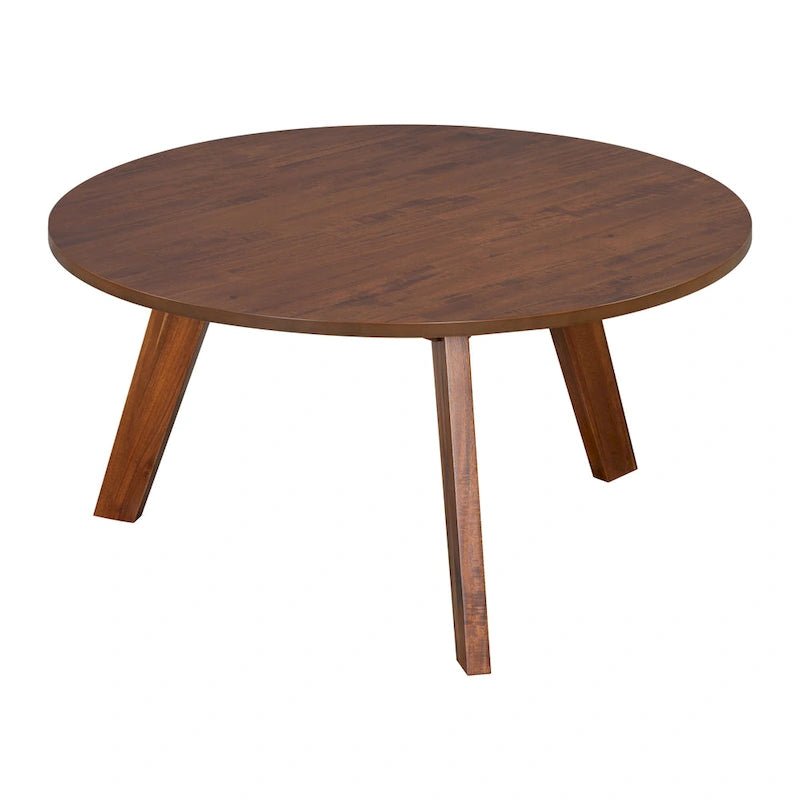 Tavolino da caffè rotondo in legno di acacia naturale, stile mid-century, adatto a 1 ambiente