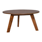 Tavolino da caffè rotondo in legno di acacia naturale, stile mid-century, adatto a 1 ambiente