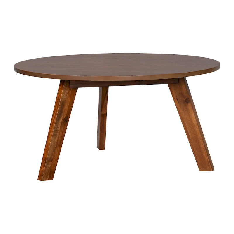 Tavolino da caffè rotondo in legno di acacia naturale, stile mid-century, adatto a 1 ambiente