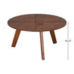 Tavolino da caffè rotondo in legno di acacia naturale, stile mid-century, adatto a 1 ambiente