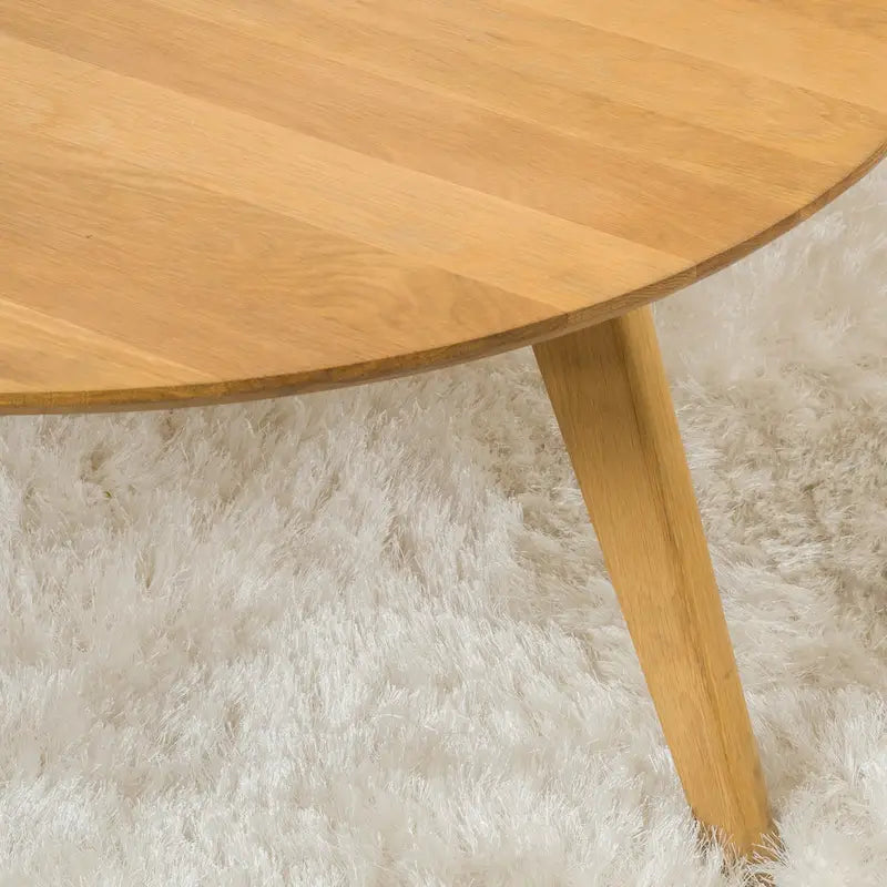 Tavolino da caffè rotondo in legno di acacia naturale, stile mid-century, adatto a 1 ambiente