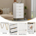 Comodino/Comò a 5 cassetti bianco/nero, stile scandinavo, torre contenitore monoposto
