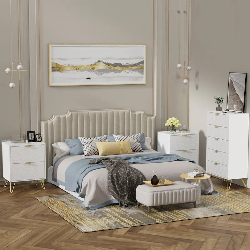 Comodino/Comò a 5 cassetti bianco/nero, stile scandinavo, torre contenitore monoposto