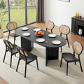 Tavolo da pranzo ovale nero per 4, piano in MDF