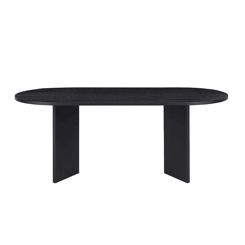 Tavolo da pranzo ovale nero per 4, piano in MDF