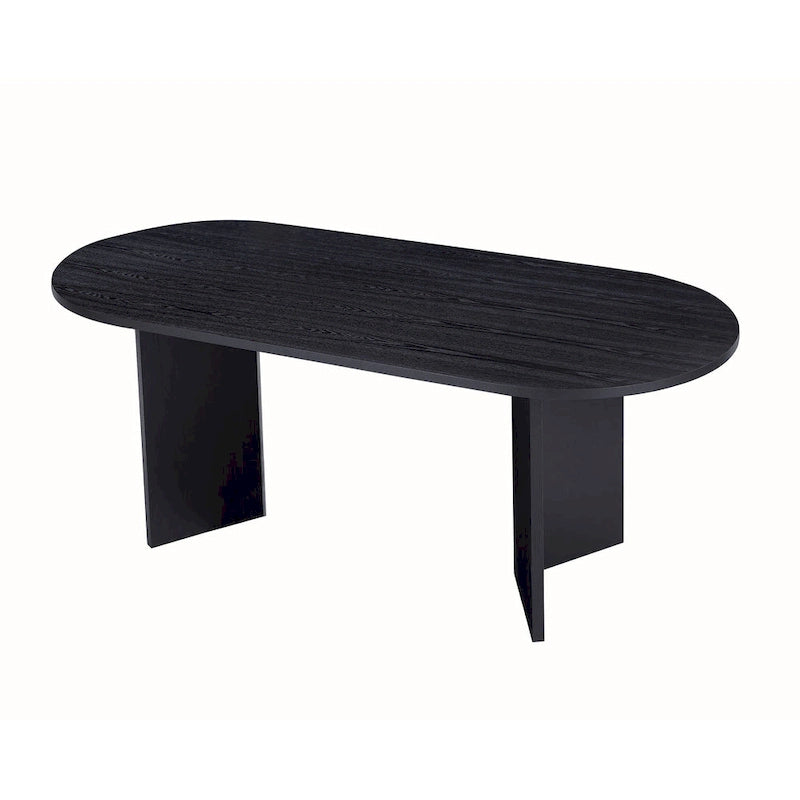Tavolo da pranzo ovale nero per 4, piano in MDF