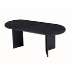 Tavolo da pranzo ovale nero per 4, piano in MDF