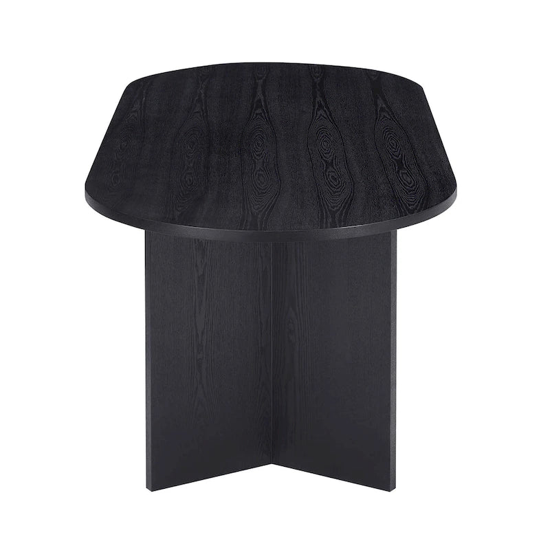 Tavolo da pranzo ovale nero per 4, piano in MDF