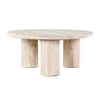 Tavolino rotondo color sabbia, 3 gambe, stile minimalista, 1 posto