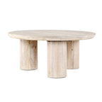 Tavolino rotondo color sabbia, 3 gambe, stile minimalista, 1 posto