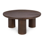Tavolino rotondo color sabbia, 3 gambe, stile minimalista, 1 posto