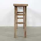Tavolino Consolle Rettangolare con Finitura in Legno Naturale, 1 Posto, Pannello Intagliato