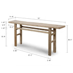 Tavolino Consolle Rettangolare con Finitura in Legno Naturale, 1 Posto, Pannello Intagliato