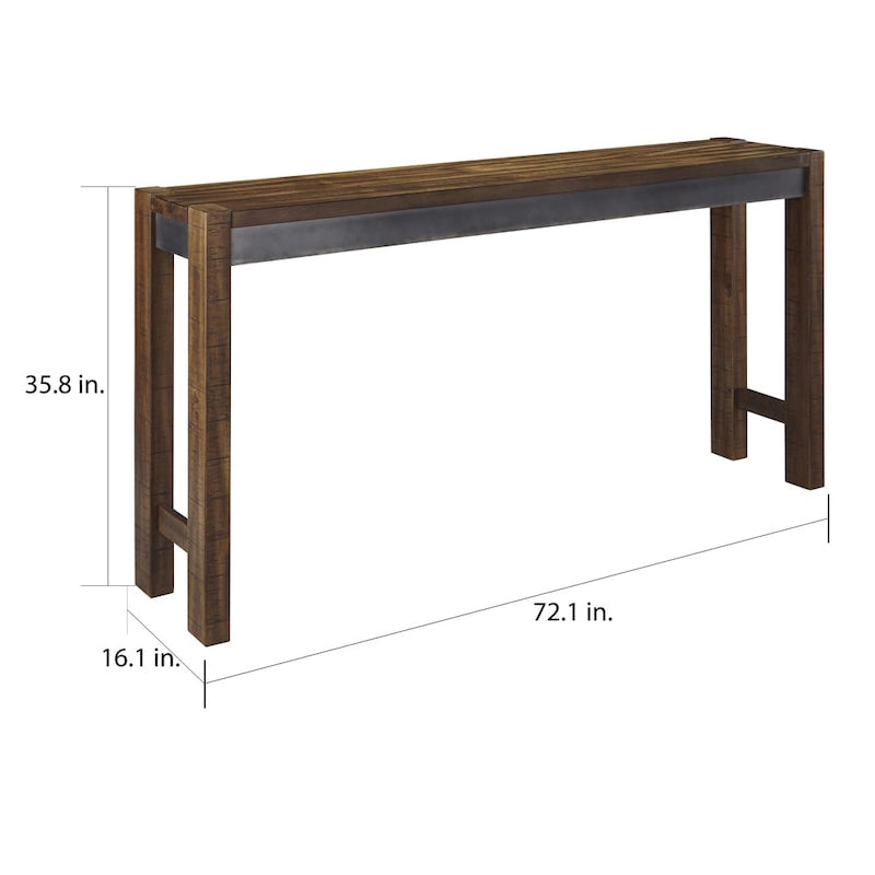 Longue table de comptoir industrielle vintage, marron