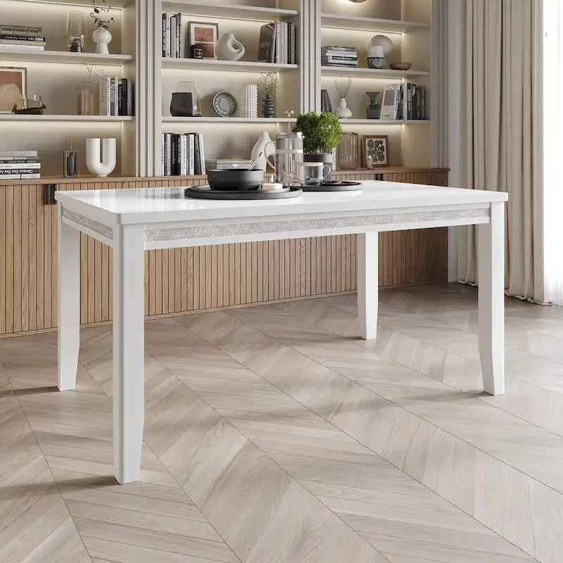 Set da pranzo 7 pezzi bianco e azzurro, 6 posti