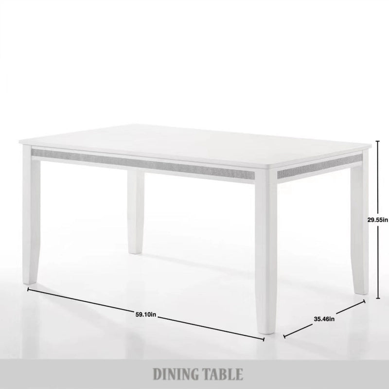 Set da pranzo 7 pezzi bianco e azzurro, 6 posti