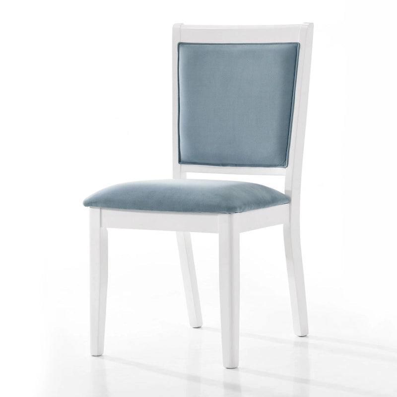 Set da pranzo 7 pezzi bianco e azzurro, 6 posti
