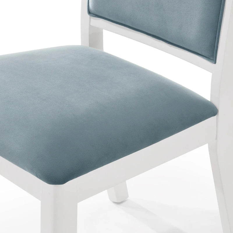 Set da pranzo 7 pezzi bianco e azzurro, 6 posti