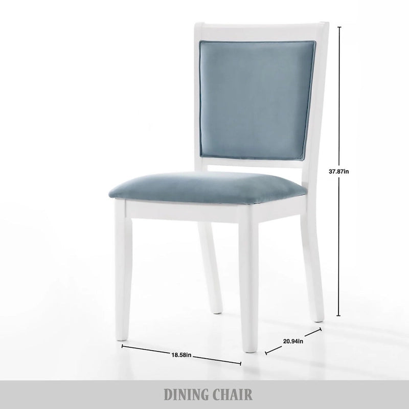Set da pranzo 7 pezzi bianco e azzurro, 6 posti
