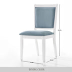 Set da pranzo 7 pezzi bianco e azzurro, 6 posti