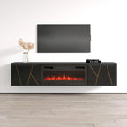 Mobile TV con caminetto elettrico in Bianco/Nero, per TV fino a 80", per 1