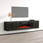Mobile TV con caminetto elettrico in Bianco/Nero, per TV fino a 80", per 1