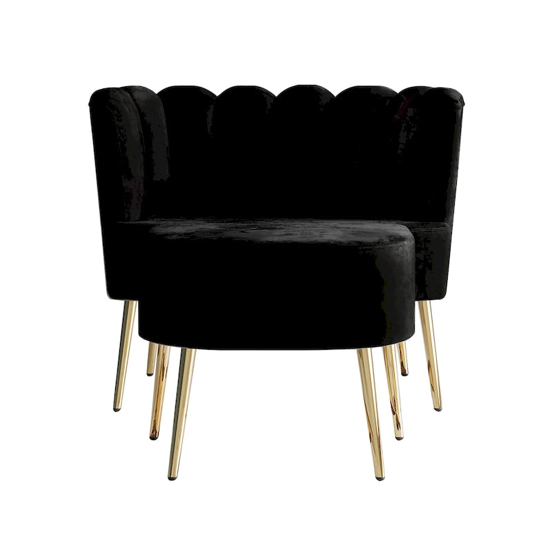 Poltrona accent in velluto multicolore con pouf, seduta singola