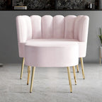 CraftPorch Luxurious Velvet Upholstered Accent Chair with Stool