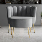 Poltrona accent in velluto multicolore con pouf, seduta singola