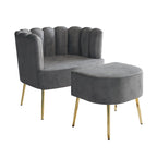 Poltrona accent in velluto multicolore con pouf, seduta singola