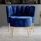 Poltrona accent in velluto multicolore con pouf, seduta singola