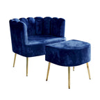 Poltrona accent in velluto multicolore con pouf, seduta singola