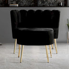 Poltrona accent in velluto multicolore con pouf, seduta singola