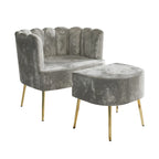 Poltrona accent in velluto multicolore con pouf, seduta singola