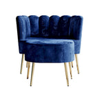 Poltrona accent in velluto multicolore con pouf, seduta singola
