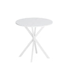 Tavolo da pranzo rotondo bianco / nero / marmo bianco, gambe incrociate, 2 persone, piano rimovibile