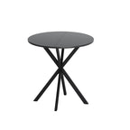 Tavolo da pranzo rotondo bianco / nero / marmo bianco, gambe incrociate, 2 persone, piano rimovibile