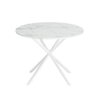 Tavolo da pranzo rotondo bianco / nero / marmo bianco, gambe incrociate, 2 persone, piano rimovibile