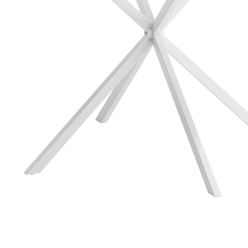 Tavolo da pranzo rotondo bianco / nero / marmo bianco, gambe incrociate, 2 persone, piano rimovibile