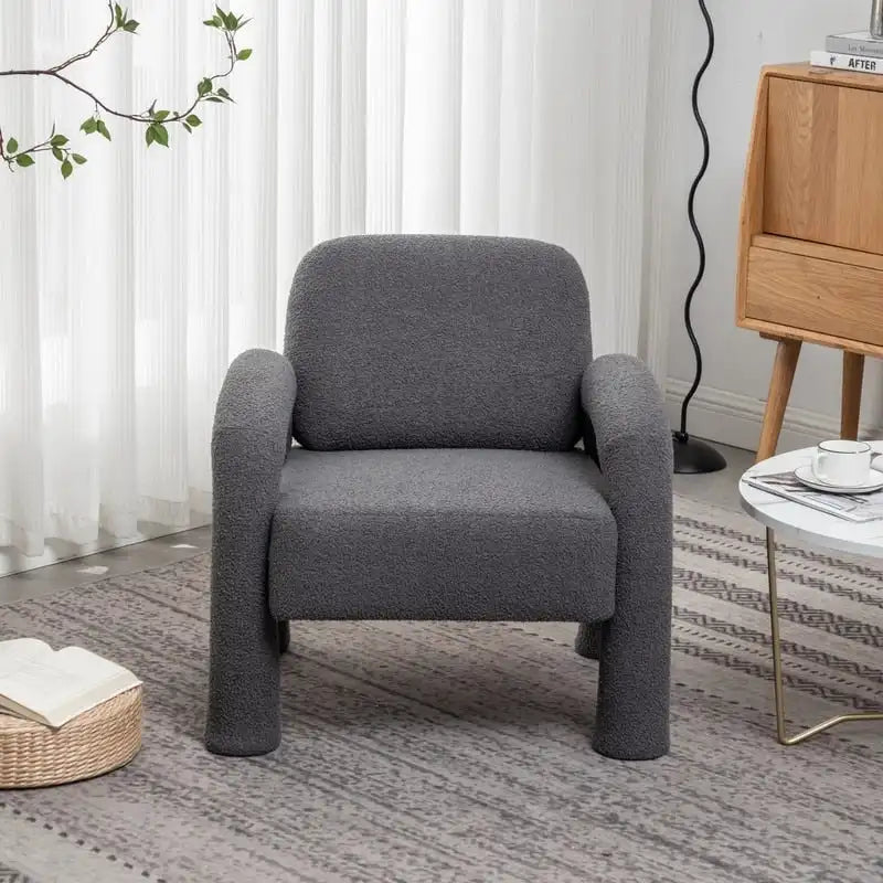 Poltrona d'accento moderna in tessuto Teddy, singola, colori assortiti